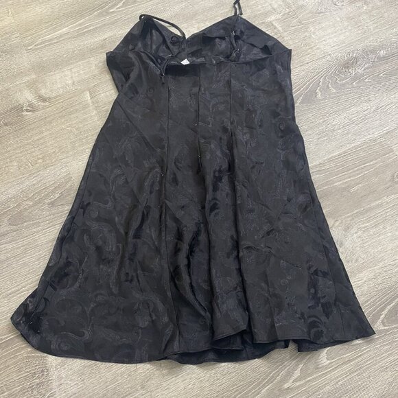 Vintage Adonna Slip Dress Sz M Black Floral Satin Lingerie Coquette Whimsycal - Picture 5 of 5